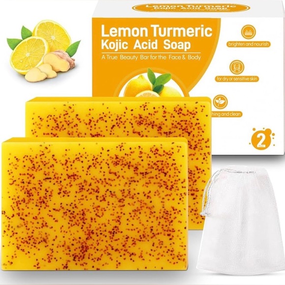Other - Lemon Turmeric Kojic Acid Soap Bar Vitamin C for Face Body Hands 2 Bars NWT